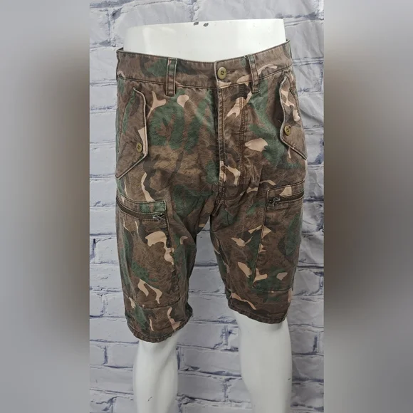 French Connection FCUK Men's Cargo Jean Shorts Vintage Y2K Camo Sz 30 Actual 32 - Picture 3 of 13